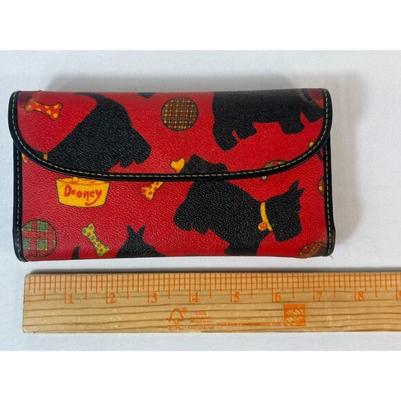 VTG Dooney & Bourke Scottie Dog Red Wallet Clutch Checkbook Card Holder 7" - Picture 16 of 16